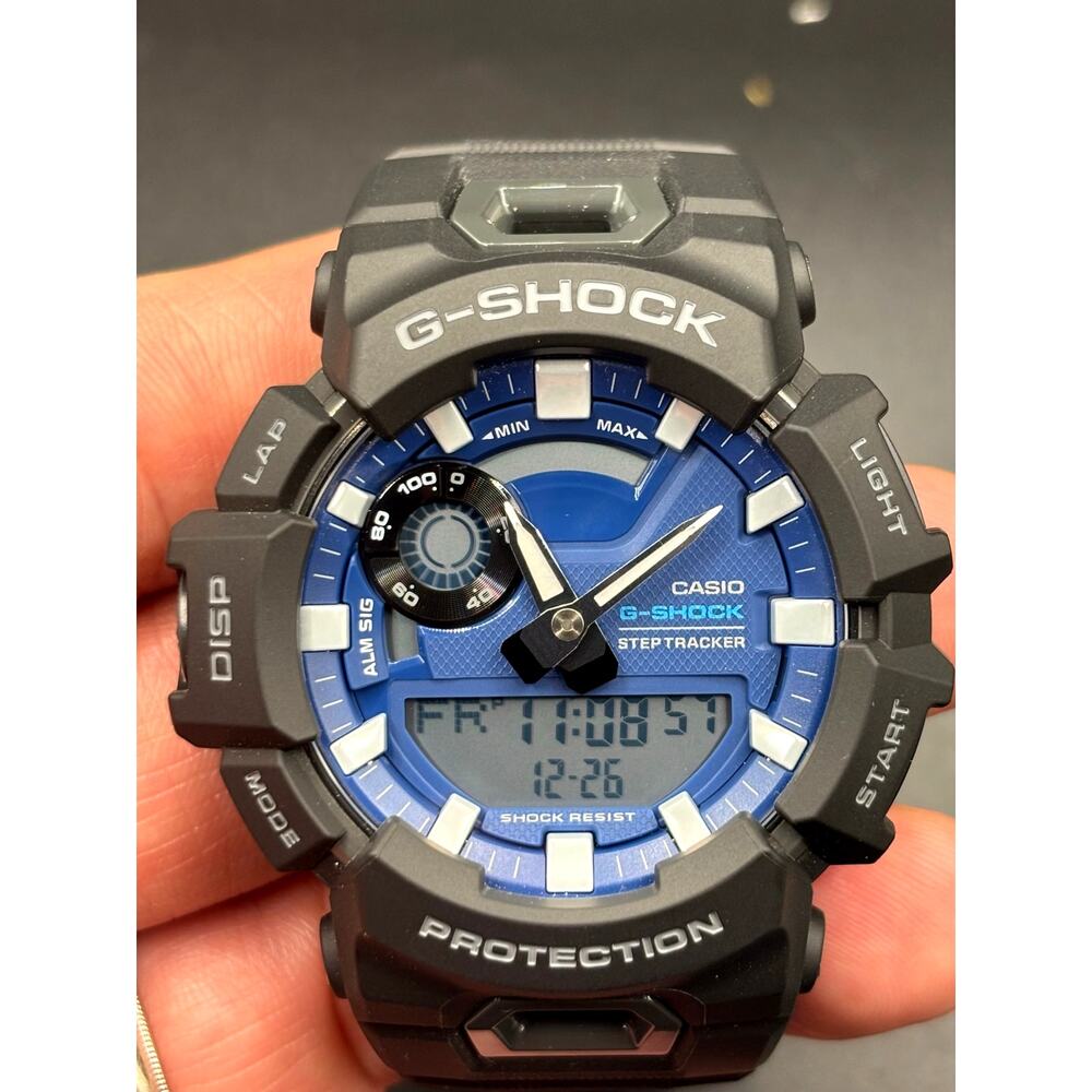 Casio G-Shock Black and Blue Analog-Digital Step Tracker Watch